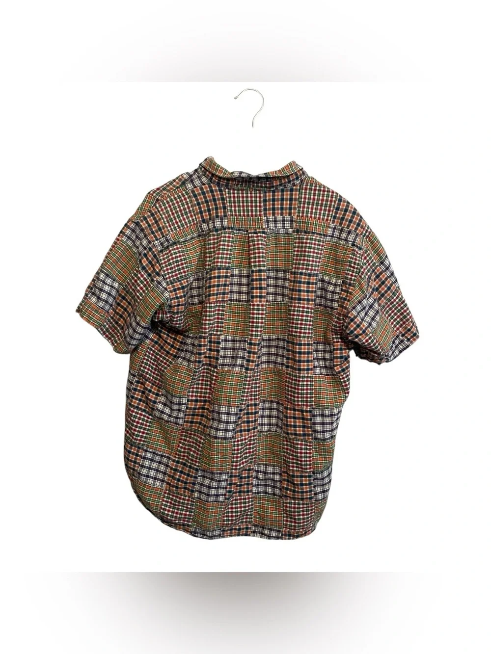 J.Crew Men's Short Sleeve Plaid Patchwork Cotton Button Down Shirt Size Medium